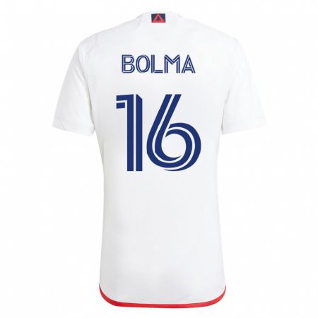 Kandiny Niño Camiseta Josh Bolma #16 Blanco Rojo 2ª Equipación 2023/24 La Camisa Chile