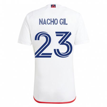 Kandiny Niño Camiseta Nacho Gil #23 Blanco Rojo 2ª Equipación 2023/24 La Camisa Chile