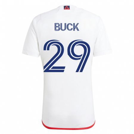 Kandiny Niño Camiseta Noel Buck #29 Blanco Rojo 2ª Equipación 2023/24 La Camisa Chile