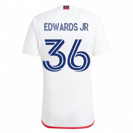 Kandiny Niño Camiseta Earl Edwards Jr. #36 Blanco Rojo 2ª Equipación 2023/24 La Camisa Chile