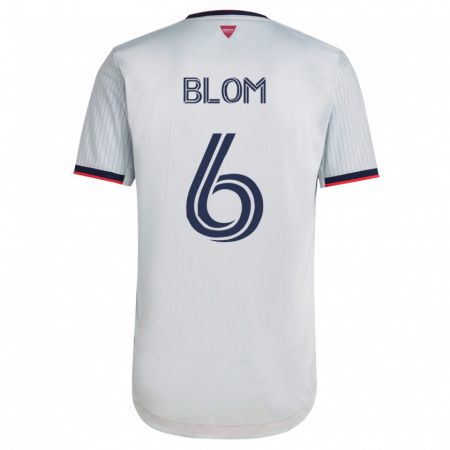 Kandiny Niño Camiseta Njabulo Blom #6 Blanco 2ª Equipación 2023/24 La Camisa Chile
