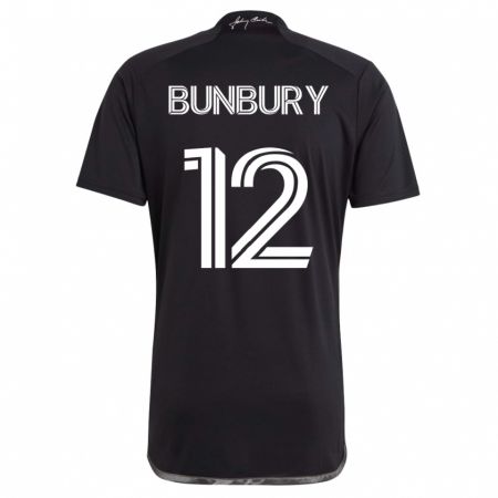Kandiny Niño Camiseta Teal Bunbury #12 Negro 2ª Equipación 2023/24 La Camisa Chile