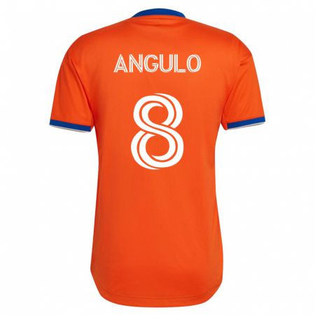 Kandiny Niño Camiseta Marco Angulo #8 Blanco 2ª Equipación 2023/24 La Camisa Chile
