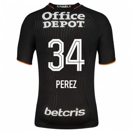 Kandiny Niño Camiseta Julio Pérez #34 Negro 2ª Equipación 2023/24 La Camisa Chile