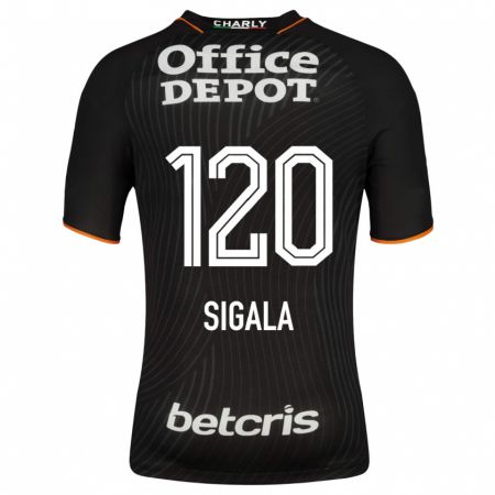 Kandiny Niño Camiseta Juan Sigala #120 Negro 2ª Equipación 2023/24 La Camisa Chile
