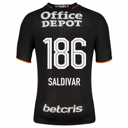 Kandiny Niño Camiseta José Saldívar #186 Negro 2ª Equipación 2023/24 La Camisa Chile