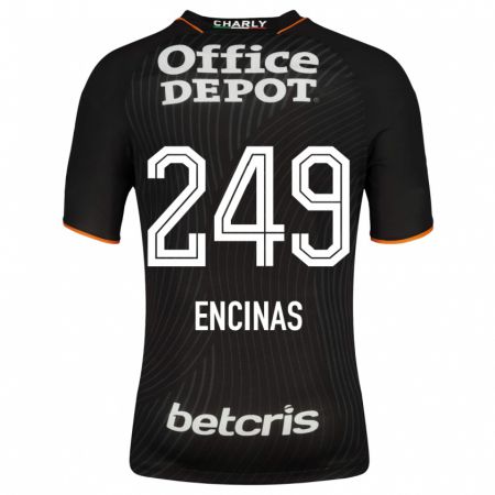 Kandiny Niño Camiseta Aldo Encinas #249 Negro 2ª Equipación 2023/24 La Camisa Chile