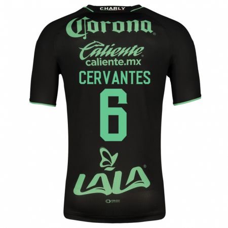 Kandiny Niño Camiseta Alan Cervantes #6 Negro 2ª Equipación 2023/24 La Camisa Chile