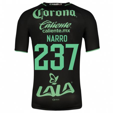 Kandiny Niño Camiseta Ernesto Narro #237 Negro 2ª Equipación 2023/24 La Camisa Chile