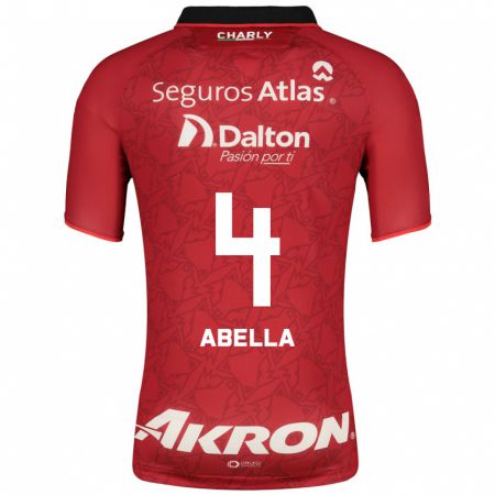 Kandiny Niño Camiseta José Abella #4 Rojo 2ª Equipación 2023/24 La Camisa Chile