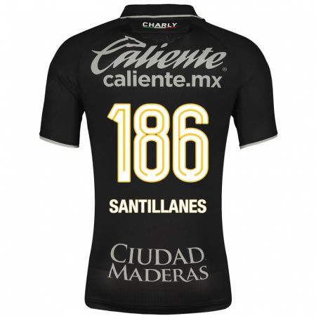 Kandiny Niño Camiseta Antonio Santillanes #186 Negro 2ª Equipación 2023/24 La Camisa Chile