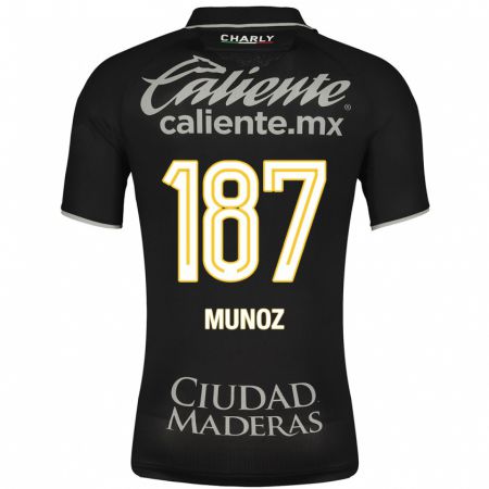 Kandiny Niño Camiseta Diego Muñoz #187 Negro 2ª Equipación 2023/24 La Camisa Chile