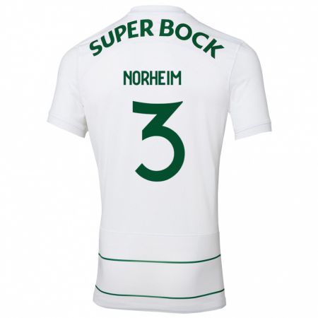 Kandiny Niño Camiseta Andrea Norheim #3 Blanco 2ª Equipación 2023/24 La Camisa Chile
