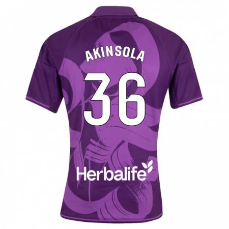 Kandiny Niño Camiseta Tunde Akinsola #36 Violeta 2ª Equipación 2023/24 La Camisa Chile