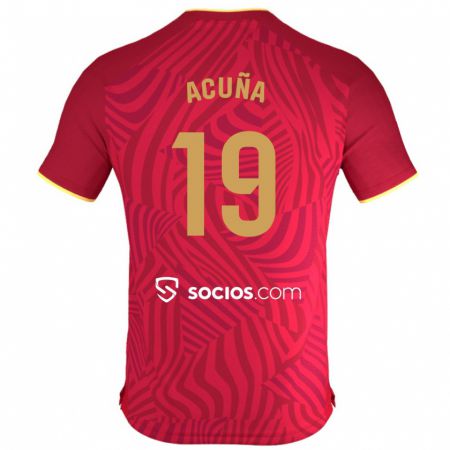 Kandiny Niño Camiseta Marcos Acuña #19 Rojo 2ª Equipación 2023/24 La Camisa Chile
