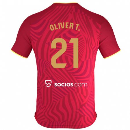 Kandiny Niño Camiseta Óliver Torres #21 Rojo 2ª Equipación 2023/24 La Camisa Chile