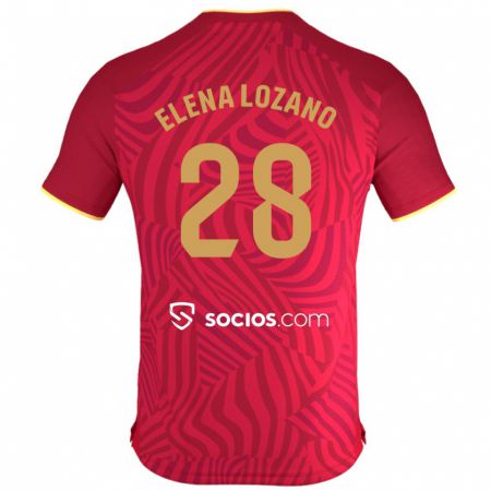 Kandiny Niño Camiseta Elena Lozano Gallego #28 Rojo 2ª Equipación 2023/24 La Camisa Chile