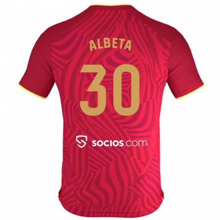 Kandiny Niño Camiseta Alba María López Montiel #30 Rojo 2ª Equipación 2023/24 La Camisa Chile