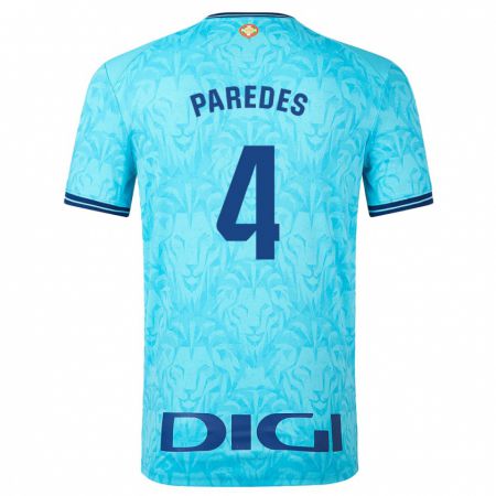 Kandiny Niño Camiseta Aitor Paredes #4 Cielo Azul 2ª Equipación 2023/24 La Camisa Chile