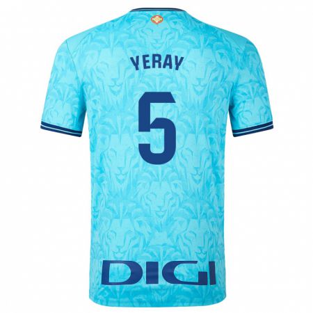 Kandiny Niño Camiseta Yeray Álvarez #5 Cielo Azul 2ª Equipación 2023/24 La Camisa Chile