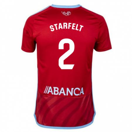Kandiny Niño Camiseta Carl Starfelt #2 Rojo 2ª Equipación 2023/24 La Camisa Chile