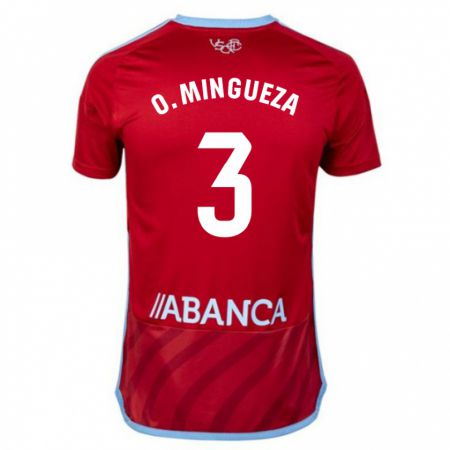 Kandiny Niño Camiseta Óscar Mingueza #3 Rojo 2ª Equipación 2023/24 La Camisa Chile