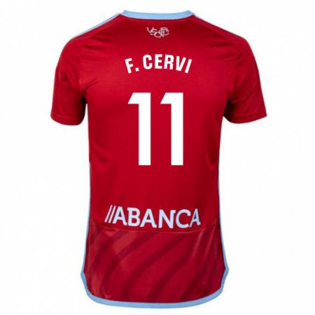 Kandiny Niño Camiseta Franco Cervi #11 Rojo 2ª Equipación 2023/24 La Camisa Chile