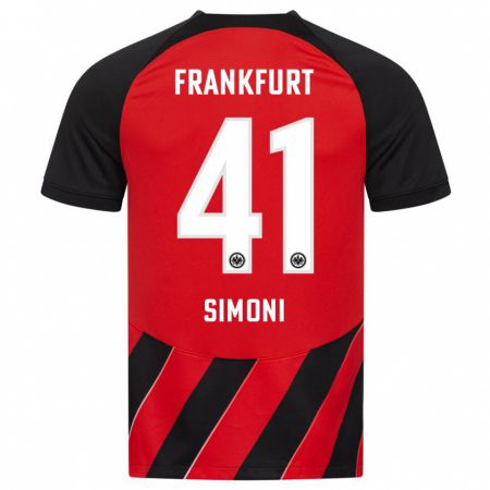 Kandiny Hombre Camiseta Simon Simoni #41 Negro Rojo 1ª Equipación 2023/24 La Camisa Chile