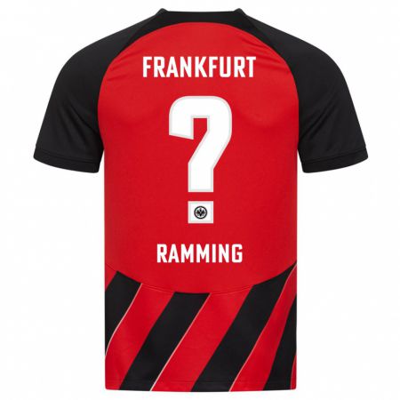 Kandiny Hombre Camiseta Nils Ramming #0 Negro Rojo 1ª Equipación 2023/24 La Camisa Chile