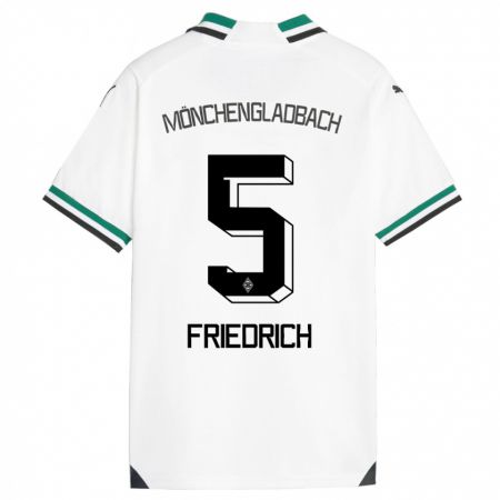 Kandiny Hombre Camiseta Marvin Friedrich #5 Blanco Verde 1ª Equipación 2023/24 La Camisa Chile
