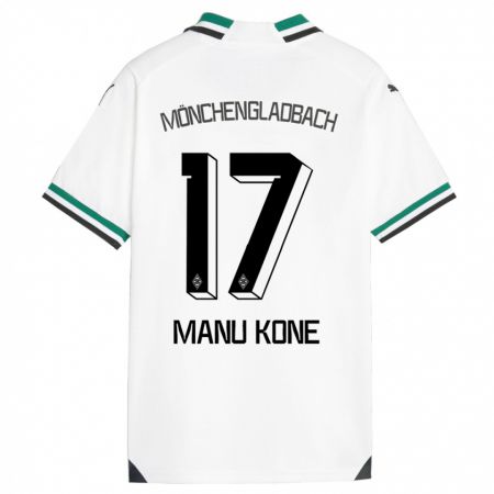 Kandiny Hombre Camiseta Manu Koné #17 Blanco Verde 1ª Equipación 2023/24 La Camisa Chile