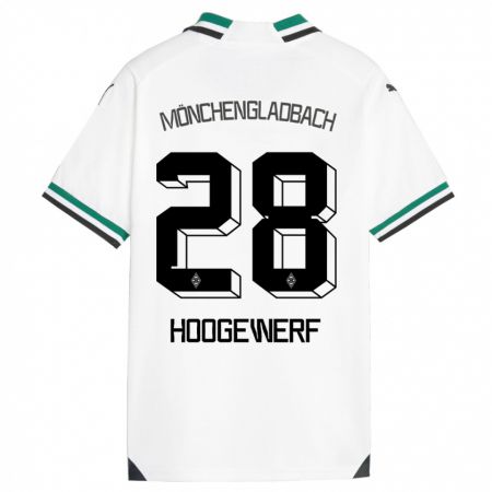 Kandiny Hombre Camiseta Dillon Hoogewerf #28 Blanco Verde 1ª Equipación 2023/24 La Camisa Chile