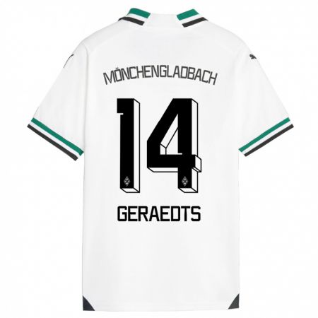 Kandiny Hombre Camiseta Kelsey Geraedts #14 Blanco Verde 1ª Equipación 2023/24 La Camisa Chile