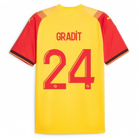 Kandiny Hombre Camiseta Jonathan Gradit #24 Amarillo 1ª Equipación 2023/24 La Camisa Chile