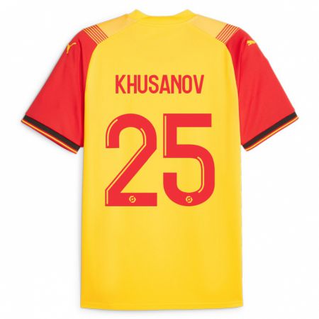 Kandiny Hombre Camiseta Abdukodir Khusanov #25 Amarillo 1ª Equipación 2023/24 La Camisa Chile