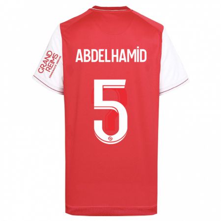 Kandiny Hombre Camiseta Yunis Abdelhamid #5 Rojo 1ª Equipación 2023/24 La Camisa Chile