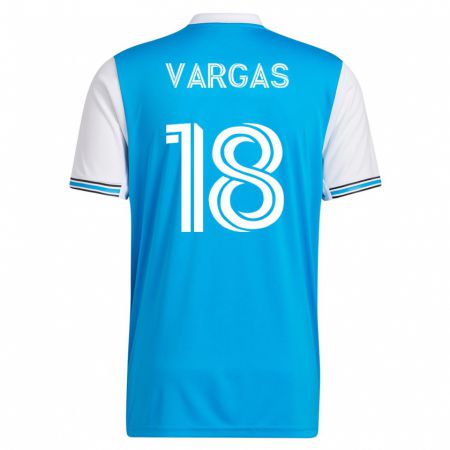 Kandiny Hombre Camiseta Kerwin Vargas #18 Azul 1ª Equipación 2023/24 La Camisa Chile
