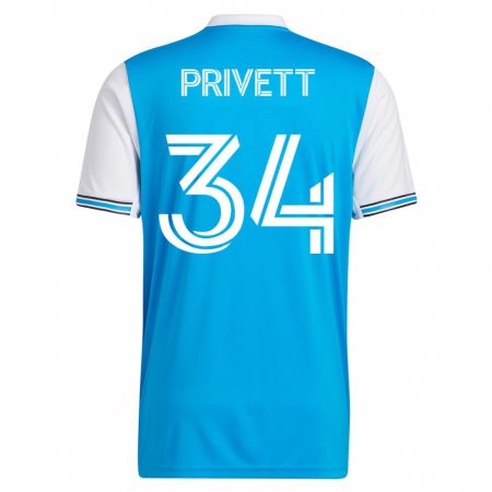 Kandiny Hombre Camiseta Andrew Privett #34 Azul 1ª Equipación 2023/24 La Camisa Chile