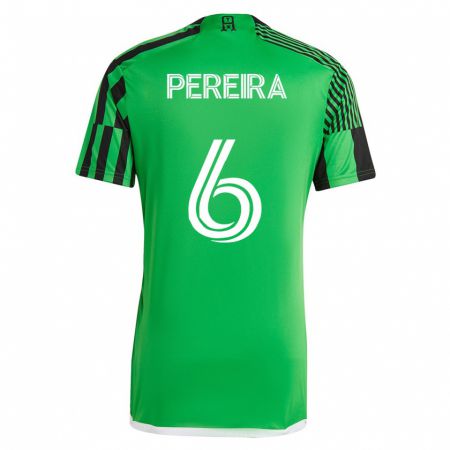 Kandiny Hombre Camiseta Daniel Pereira #6 Verde Negro 1ª Equipación 2023/24 La Camisa Chile