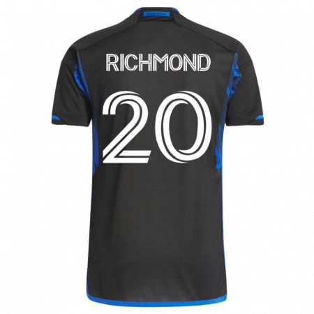 Kandiny Hombre Camiseta Will Richmond #20 Azul Negro 1ª Equipación 2023/24 La Camisa Chile