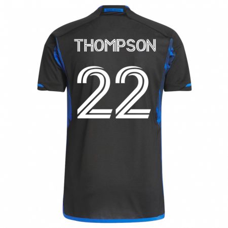 Kandiny Hombre Camiseta Tommy Thompson #22 Azul Negro 1ª Equipación 2023/24 La Camisa Chile