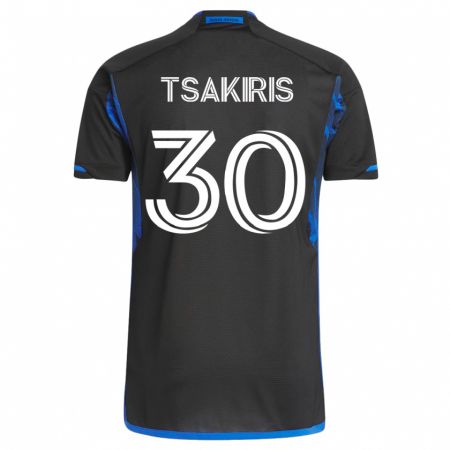 Kandiny Hombre Camiseta Niko Tsakiris #30 Azul Negro 1ª Equipación 2023/24 La Camisa Chile