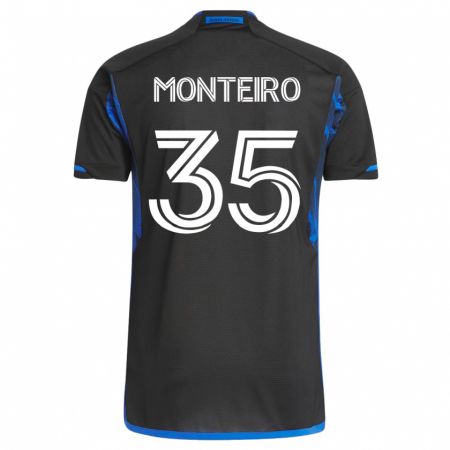 Kandiny Hombre Camiseta Jamiro Monteiro #35 Azul Negro 1ª Equipación 2023/24 La Camisa Chile