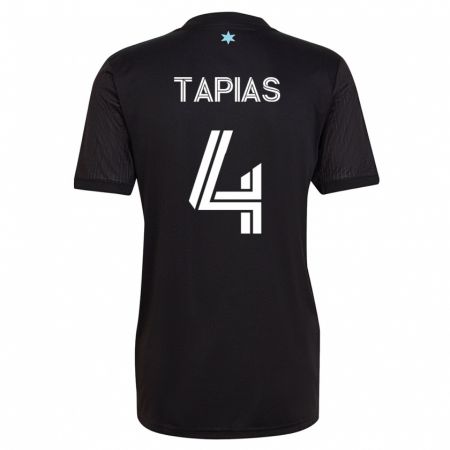 Kandiny Hombre Camiseta Miguel Tapias #4 Negro 1ª Equipación 2023/24 La Camisa Chile