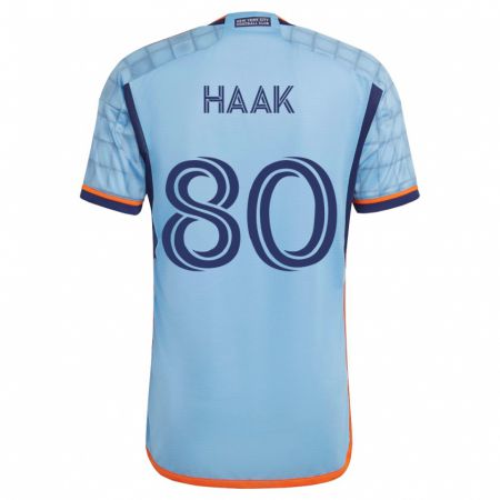 Kandiny Hombre Camiseta Justin Haak #80 Azul 1ª Equipación 2023/24 La Camisa Chile