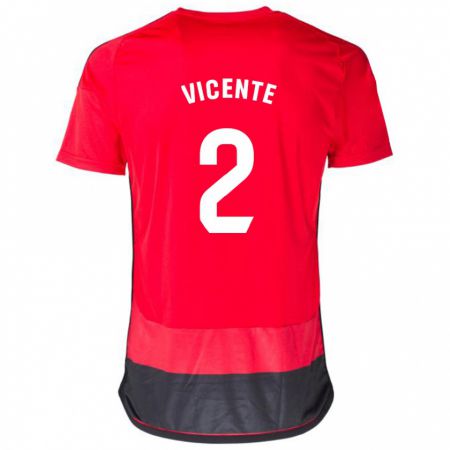 Kandiny Hombre Camiseta David Vicente #2 Negro Rojo 1ª Equipación 2023/24 La Camisa Chile