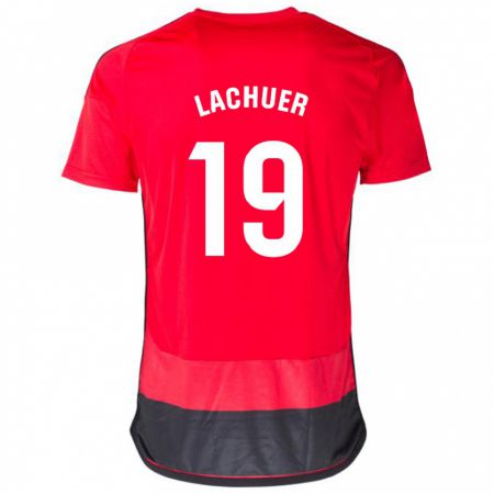Kandiny Hombre Camiseta Mathis Lachuer #19 Negro Rojo 1ª Equipación 2023/24 La Camisa Chile