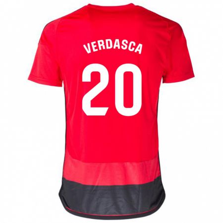 Kandiny Hombre Camiseta Diogo Verdasca #20 Negro Rojo 1ª Equipación 2023/24 La Camisa Chile