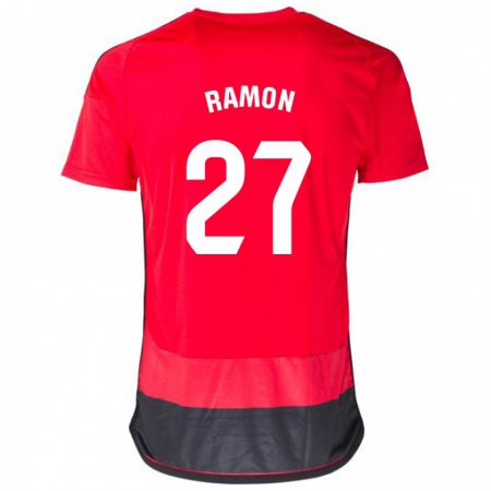 Kandiny Hombre Camiseta Pablo Ramón #27 Negro Rojo 1ª Equipación 2023/24 La Camisa Chile