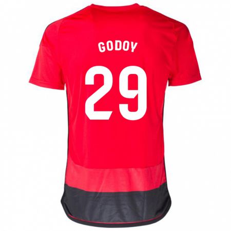 Kandiny Hombre Camiseta Alan Godoy #29 Negro Rojo 1ª Equipación 2023/24 La Camisa Chile